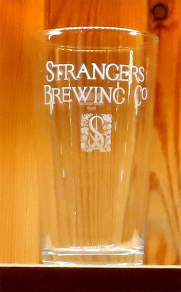 Strangers Brewing Co. Pint Glasses.  The glass comes to life when your favourite brew is poured in.